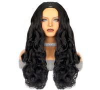Wigs U Part V Part Wig Soft Yaki Body Wave Synthetic Hair Wig Heat Resistant Glueless Half Wigs for Black Women Wear and Go Women Wig(V Part,18inches)