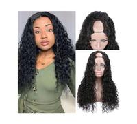 Wigs U Part Wigs Human Hair Wigs for Black Women, Natural Color Glueless Water Wave Clip in U Shape Wig Brazilian Remy Hair U Part Wigs Wig(22inches)