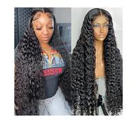 Wigs Water Wave Lace Front Wigs for Women Pre Plucked with Baby Hair 14-38" Long Wave Curly Human Hair Wigs Brazilian Remy Hair Wave Lace Closure Wigs Women Wig (Color : 4x4 Lace Closure Wig, Size :