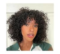 Wigs Wave Wig Brazilian Hair Wigs For Women Human Hair Wigs With Bangs Short Curly Wig Full Machine Made Hair Deep Water Wig(180%,10inches)