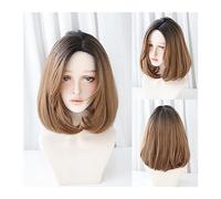 Wigs Wig Black Natural Short Wigs Straight Wigs with Bangs Brown Pink Synthetic Hair for Women Daily Cosplay Heat Resistant Wig Wig(18.5inch 47cm-02)