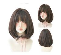 Wigs Wig Black Natural Short Wigs Straight Wigs with Bangs Brown Pink Synthetic Hair for Women Daily Cosplay Heat Resistant Wig Women Wig(Color:15.7inch 40cm-03)