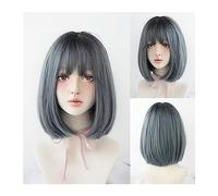 Wigs Wig Black Natural Short Wigs Straight Wigs with Bangs Brown Pink Synthetic Hair for Women Daily Cosplay Heat Resistant Wig Women Wig(Color:14inch 36cm-05)