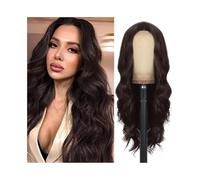 Wigs Wig Female Synthetic Fiber Fashion in Long Curly Black Big Wave Long Hair Mechanism Women Wig(Black-103F)