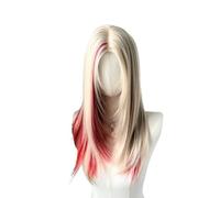 Wigs Wig For Women With Long Straight Hair, White And Red Gradient Dyeing, Layered Full Head Cover Women Wig