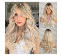 Wigs, Wig long hair with highlights black gradient gold temperament small curly hair online popular European and American style wig cover Human Hair Wig