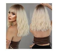 Wigs Wig Natural Synthetic Hair Fashion Wig With Bangs Heat Resistant Fiber Ombre Blonde Wig for Women Daily Party Fluffy Women Wig(Color:MW6127-1)