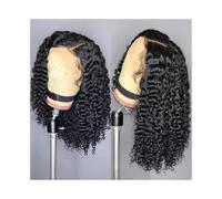 wigs with neat bangs for women Short Bob Glueless Wigs Brazilian Human Hair 7x6 Loose Deep Wave Lace Wig wavy curly(8inches)