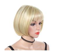 wigs Women Wig Blond Synthetic Hair Short Straight Wigs with Bang wig