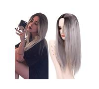 Wigs Women's Lightblack And Gray Gradient Highlighting Wig, For Girl With Bangs Heat Friendly Synthetic Wigs Wig Concert