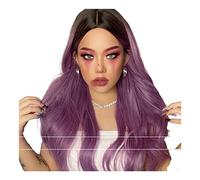 Wigs Women's Wig Long Wavy Gradient Purple And Red Stretchy Voluminous Curly Synthesis Daily Party Cosplay(Purple)