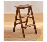 WIGSELBL 3 Step Ladder Folding Wooden Step Stool,2-in-1 Wood Foot Stool Display Storage Shelf Flower Rack for Home Ktichen,Portable Anti-Slip Step Ladder(Three steps)
