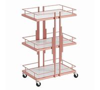WIGSELBL Esthetician Cart Salon Trolley with Wheels,Utility Manicure Trolley Metal Storage Rolling Cart,Spa Cart Mobile Storage Organizer,Manicure Trolley Storage Rolling Cart (Color : PINK)