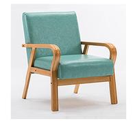 WIGSELBL Leather Accent Chair Arm Chair for Living Room,Leisure Chair with Solid Wood Armrest and Feet,Solid Wood Single Sofa Chair Reading Chairs with Cushion (Color : Blue)