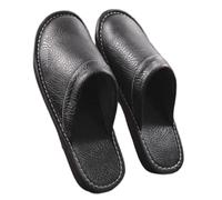 WIGSELBL Men's Leather Slippers Sandals Closed Toes Casual House Shoes,Couple's Home Indoor Breathable Non-slip Slippers,Summer Indoor & Office Slippers(Nero,EUR44-45)