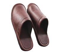 WIGSELBL Men's Leather Slippers Sandals Closed Toes Casual House Shoes,Couple's Home Indoor Breathable Non-slip Slippers,Summer Indoor & Office Slippers(Brown,EUR42-43)