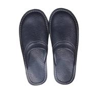 WIGSELBL Men's Leather Slippers Sandals Closed Toes,Couple's Home Indoor Breathable Non-slip Slippers,House Shoes for Indoor Outdoor,Unisex Soft Flat Sandals(Blue,EUR38-39)