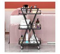 WIGSELBL Metal Cart for Medical Spa & Beauty Salon - 3 Tier Utility Manicure Trolley Storage Rolling Barber Cart with Wheels & Hair Stylist Manicure Storage Drawer Trays (Color : Nero)