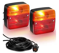WIGUROE 12V Magnetic Trailer Rear Lights, 2Pack/Set Incandescent Trailer Lights with 7 Pins and 7.5m Cable, Tail Brake Indicator Trailer Light for Trailer Camper Van Truck