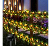 WIGUROE Solar LED String Lights, Artificial Ivy Leaves Garland with LEDs String Light, Waterproof 8 Modes Artificial Ivy Fairy Lights Hanging Plant Decoration for Wall Wedding Garden (8m-80LEDs) (8M)
