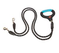 WIGZI Dual Doggie Gel Rope Leash, Medium/Large Size, Black (dual large)