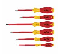 Wiha 00833 Series 320N Soft Finish Electric Screwdriver Set, Slotted, 6 Pieces