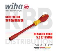 Wiha 00855 Hex Driver Screwdriver 1000v VDE Electrician 5mm Hex SoftFinish grip