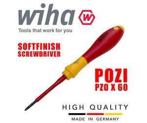 Wiha 00877 Pozidrive Screwdriver PZ0 60mm 1000v VDE Electrician SoftFinish Grip