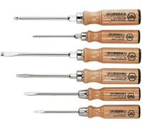 Wiha 07150 6 Piece Wooden Handle Slotted & Pozi Screwdriver Set