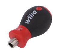 Wiha 1/4" Stubby SoftFinish Screwdriver Handle With Magnetic Bit Holder, 29463