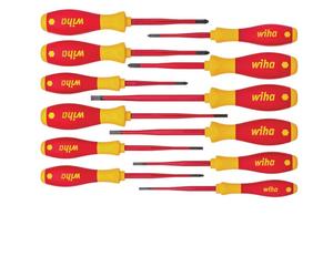 Wiha 12 Pce SoftFinish VDE Electric SlimFix Pz, Ph, Slot & Tx Screwdrivers,41003