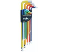 Wiha 13 Piece Ball End Color Coded Hex L-Key Set - Inch | Ball End L-Key, .05"-3/8", Made in Germany