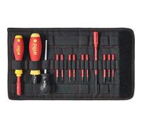 Wiha Drehmoment Schlüssel Schraubendreher Set TorqueVario-S elektrisch (40674) gem. 14tlg. I 0,8-5,0 Nm I inkl. Falttasche I Schlitz,Kreuz,PlusMinus