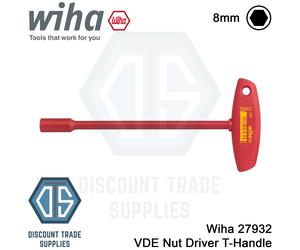 Wiha 27932 8mm Hex Nut Driver With T-Handle VDE Electric Allen Screws Nuts 200mm