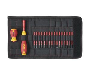 wiha 2831T18, slimVario Screwdriver and Bits Set, with Stubby in bag, VDE Insulated, (41231), 18 Pieces, SLOTTED - POZIDRIV - PHILIPS - SL/POZI - STAR