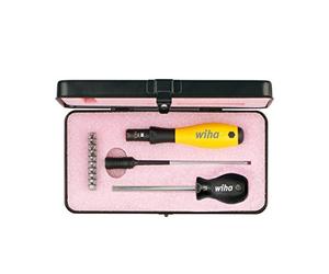 Wiha 2882S10 "-S" Flat/PH/PZ/Torx ESD Torque Screwdriver Set, Multi-Colour, 0.5-2 N m