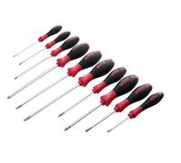 Wiha 30290 SoftFinish Grip Screwdriver Set, Slotted 3.0-6.5, Phillips Number 0-2 and Square Number 1-3, 10-Piece Set