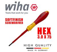 Wiha 30362 Hex Driver Screwdriver 1000v Electrician VDE 3mm Hex SoftFinish Grip