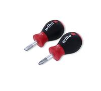 Wiha 31191 Stubby Slotted Screwdriver Set with 1/4 by 1-Inch and Stubby Phillips #2 by 1-Inch with SoftFinish Handle