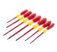 Wiha 32097 | 7 Piece Insulated SoftFinish Screwdriver Set | 1000V VDE certified, Slotted Phillips Square tips, SoftFinish cushion grip, tested to 10,000 volts, Germany