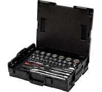 Wiha 333-97 Socket Set 60 pcs Metric 1/4 & 1/2 Drive, Red, (44685)