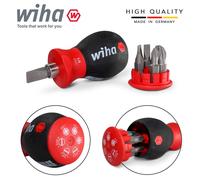 Wiha 33764 Stubby Screwdriver Slotted Pozidrive 6 Bit Set Magazine Magnetic