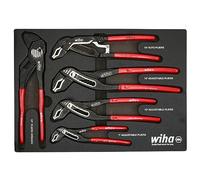 Wiha 34691 5 Piece Classic Grip V-Jaw Tongue and Groove Pliers Tray Set