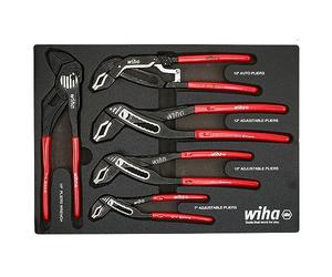 Wiha 34691 5 Piece Classic Grip V-Jaw Tongue and Groove Pliers Tray Set