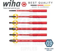 Wiha 36089 VDE Set of 6 SoftFinish Electric Slim Bits Slotted/Pozidriv