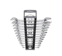Wiha 373-90 Double Open End Wrench 13 pcs | 15° jaw positioning provides easier access for tightening and loosening fasteners in confined spaces.