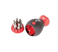 Wiha 38048 Stubby Screwdriver with Six-in-One Insert Bits, Multi-Bit