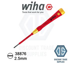 Wiha 38876 2.5mm Slotted Flat Pico Finish VDE Electric Screwdriver (42376)