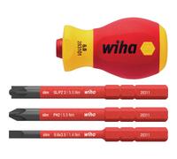 Wiha 4 Piece VDE Softfinish Slimvario Stubby Screwdriver Set