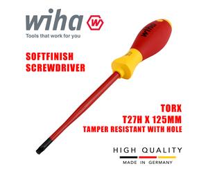 Wiha 41145 Torx Screwdriver T27H SlimFix Fit SoftFinish VDE Electrician Security